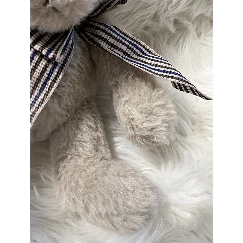 Burton + Burton Grey‎ Teddy Bear Plush Baby Soft Checked Bow Stuffed Animal 10